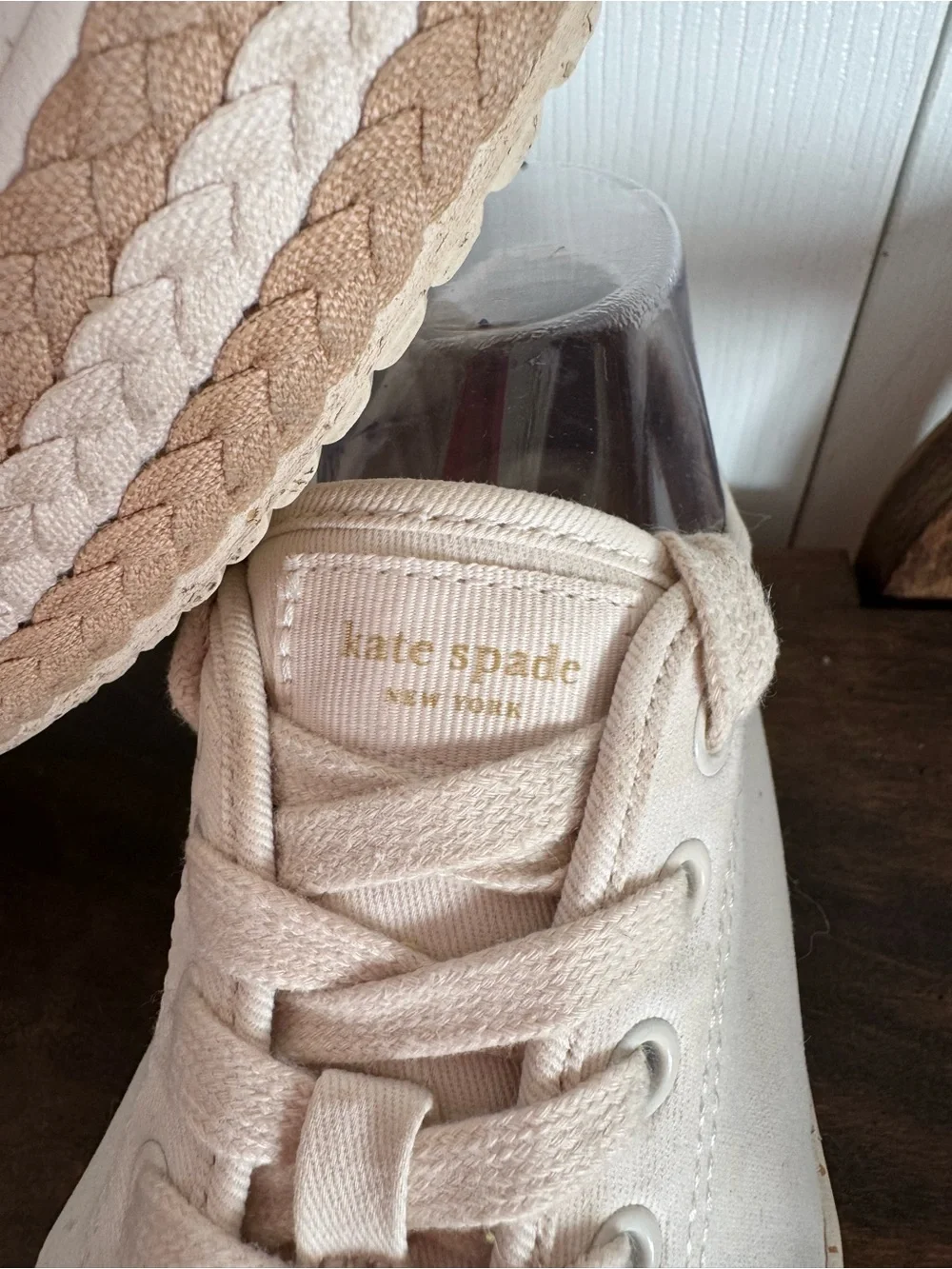Kate Spade Cream Canvas Platform Espadrille Sneakers
